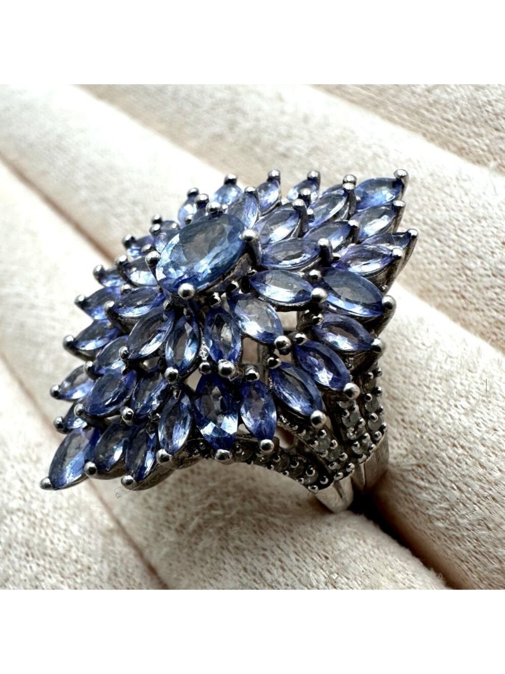 Chuck Clemency Sterling Silver Ring Amethyst Cluster Statement Jewelry Size 8